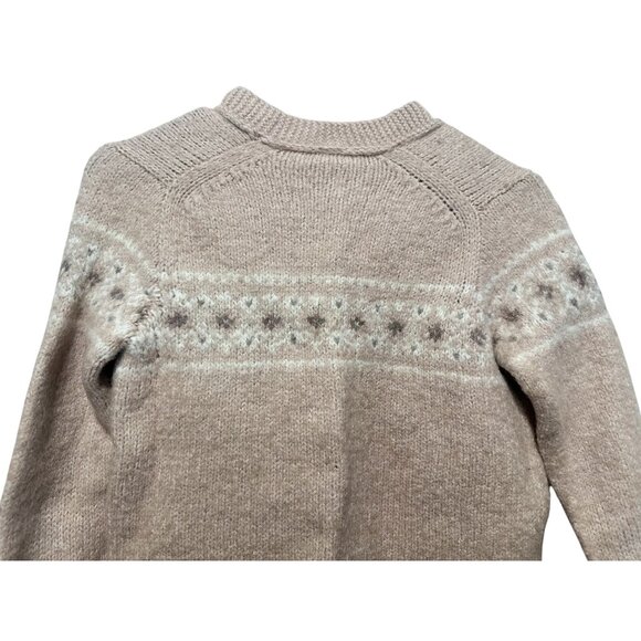 Vintage J.Crew Handknit Fair Isle Cardigan Sweater Women Small Beige Alpaca Blen - Picture 9 of 12